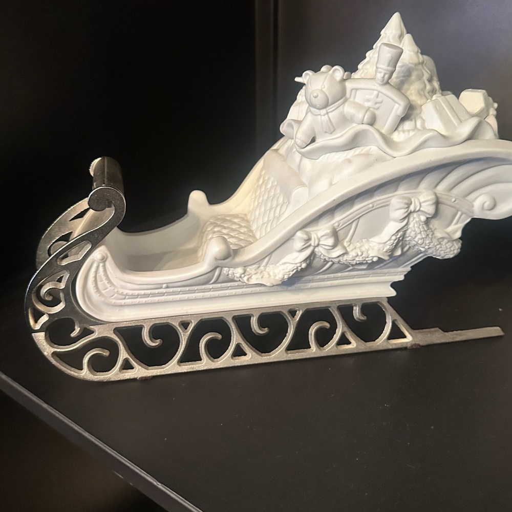 Department 56 porcelain Santa Sleigh with filled with toys. - Picture 1 of 5